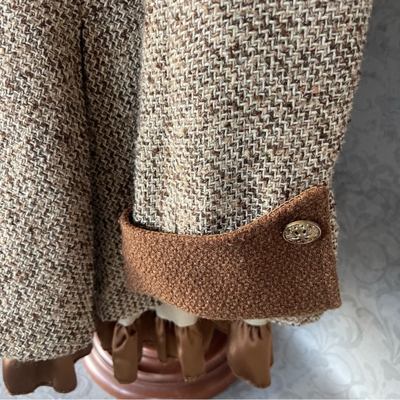 ViVi Vintage-style brown tweed babydoll Cottagecore Academia ruffle Sz L dress - Picture 6 of 16